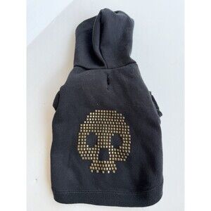 Wag-a-Tude Black Studded Skull Dog Shirt Size XS Hoodie Chihuahua Yorkie Outfit